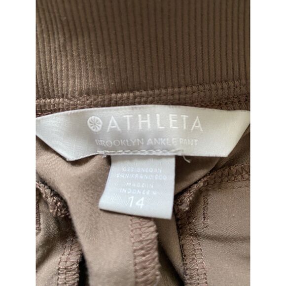 Athleta Brooklyn Ankle Pants Mineral Brown Semi-Fitted Lightweight Slim Fit 14 - Picture 5 of 10